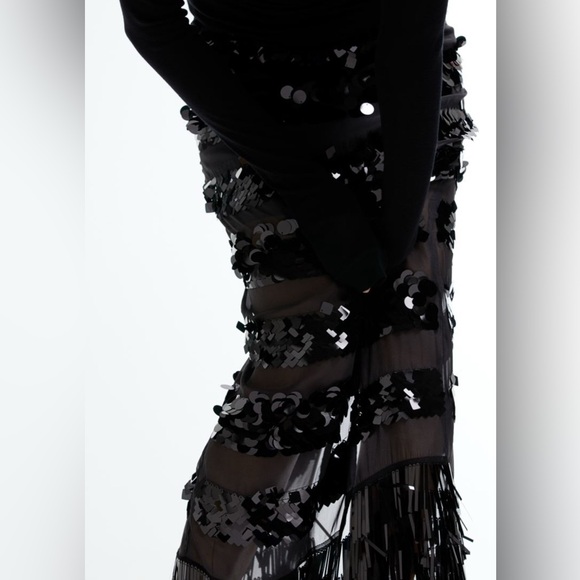 H&M Sequined Maxi Skirt with sequin frill hem. Size 2. NWT - Picture 3 of 7